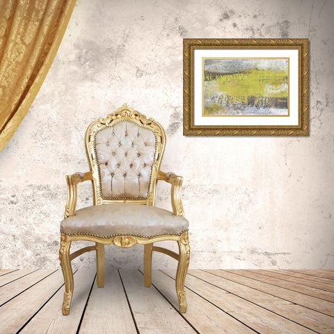 Yellow and Grey Serenity I Gold Ornate Wood Framed Art Print with Double Matting by Goldberger, Jennifer