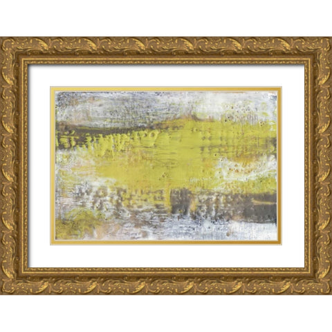 Yellow and Grey Serenity I Gold Ornate Wood Framed Art Print with Double Matting by Goldberger, Jennifer