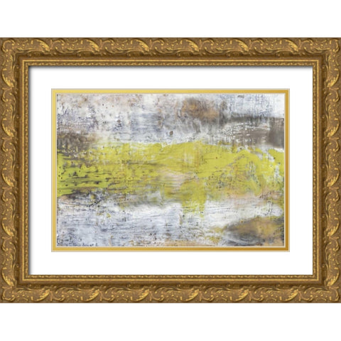 Yellow and Grey Serenity II Gold Ornate Wood Framed Art Print with Double Matting by Goldberger, Jennifer