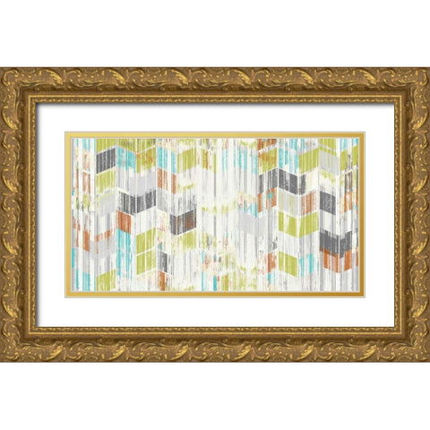 Brushed Chevron II Gold Ornate Wood Framed Art Print with Double Matting by Goldberger, Jennifer