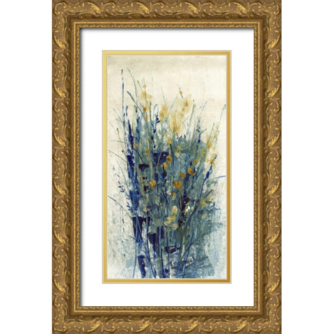Indigo Floral II Gold Ornate Wood Framed Art Print with Double Matting by OToole, Tim
