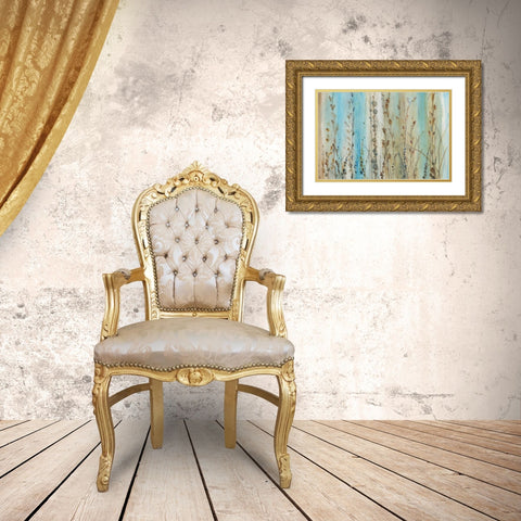Ombre Floral I Gold Ornate Wood Framed Art Print with Double Matting by OToole, Tim
