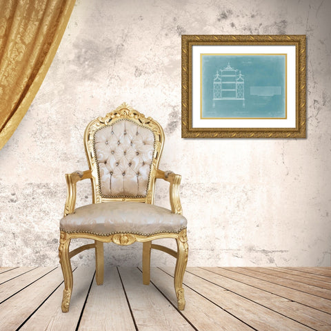 China Shelf Gold Ornate Wood Framed Art Print with Double Matting by Chippendale, Thomas
