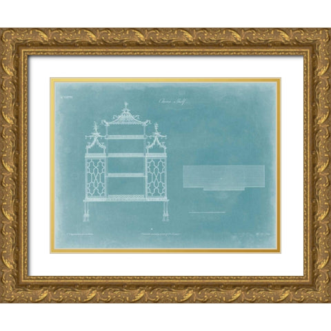 China Shelf Gold Ornate Wood Framed Art Print with Double Matting by Chippendale, Thomas
