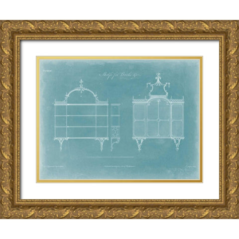 Shelves for Books Gold Ornate Wood Framed Art Print with Double Matting by Chippendale, Thomas