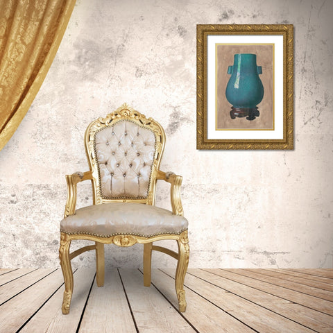 Chinese Earthenware III Gold Ornate Wood Framed Art Print with Double Matting by Vision Studio