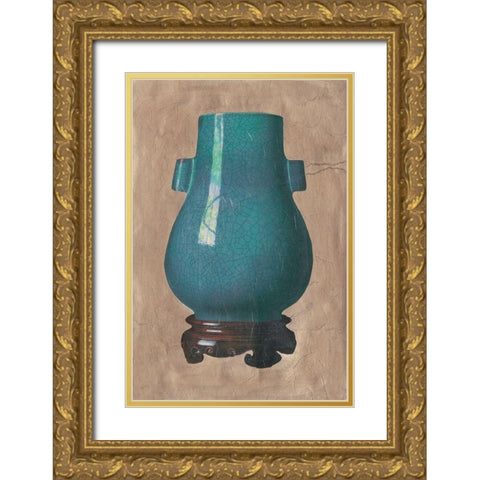 Chinese Earthenware III Gold Ornate Wood Framed Art Print with Double Matting by Vision Studio