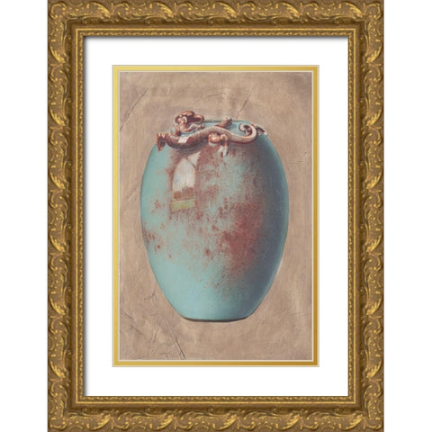 Chinese Earthenware IV Gold Ornate Wood Framed Art Print with Double Matting by Vision Studio