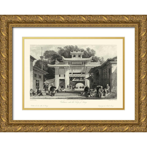 Scenes in China V Gold Ornate Wood Framed Art Print with Double Matting by Allom, T.