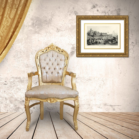 Scenes in China VII Gold Ornate Wood Framed Art Print with Double Matting by Allom, T.