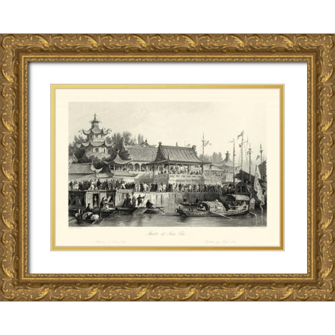 Scenes in China VII Gold Ornate Wood Framed Art Print with Double Matting by Allom, T.