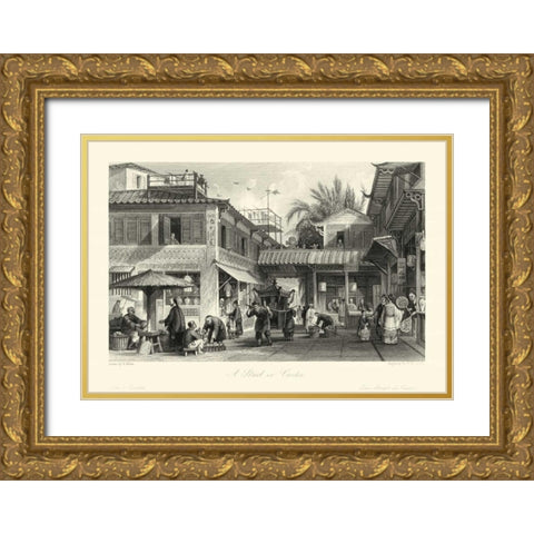 Scenes in China VIII Gold Ornate Wood Framed Art Print with Double Matting by Allom, T.