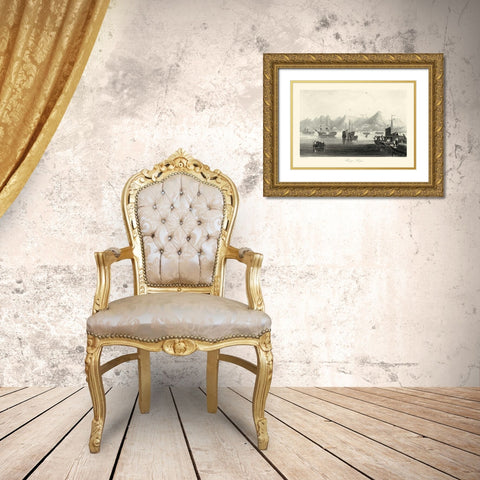 Scenes in China XII Gold Ornate Wood Framed Art Print with Double Matting by Allom, T.