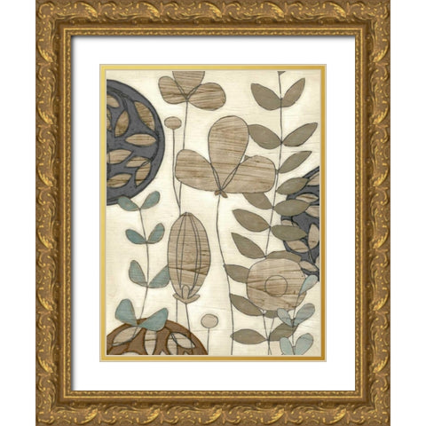 Garden Contours II Gold Ornate Wood Framed Art Print with Double Matting by Vess, June Erica