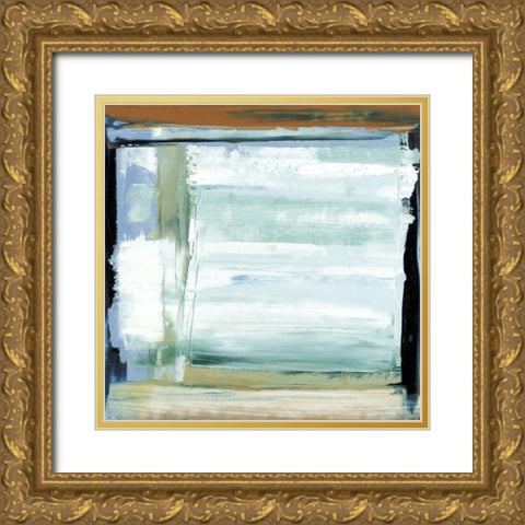 Blue and Green I Gold Ornate Wood Framed Art Print with Double Matting by Gordon, Sharon