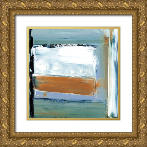 Blue and Green II Gold Ornate Wood Framed Art Print with Double Matting by Gordon, Sharon