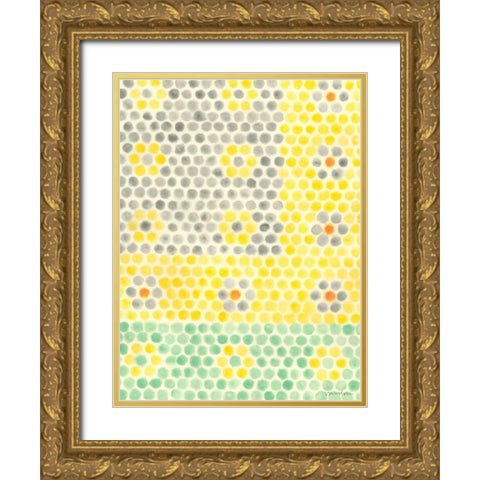 Floral Linoleum I Gold Ornate Wood Framed Art Print with Double Matting by Lam, Vanna