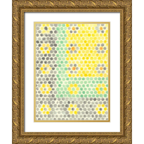 Floral Linoleum II Gold Ornate Wood Framed Art Print with Double Matting by Lam, Vanna