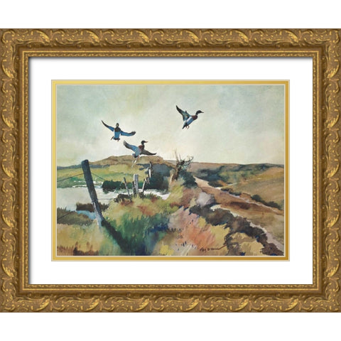 The Alarm Gold Ornate Wood Framed Art Print with Double Matting by Mason, Roy M.