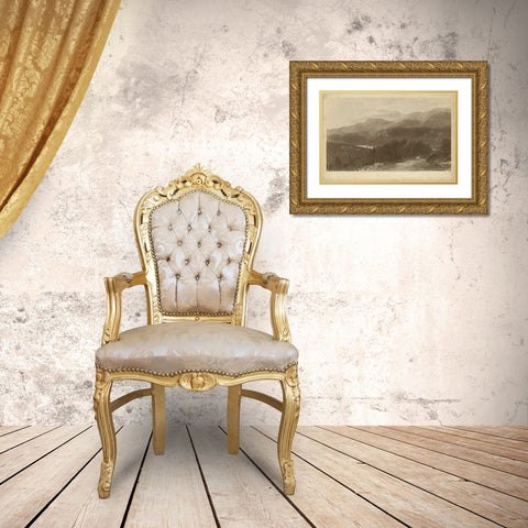 The Smoky Mountains Gold Ornate Wood Framed Art Print with Double Matting by R. Hinshelwood