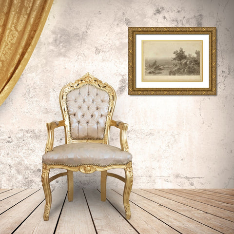 On the Beverly Coast Massachusetts Gold Ornate Wood Framed Art Print with Double Matting by R. Hinshelwood