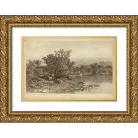 The Housatonic Gold Ornate Wood Framed Art Print with Double Matting by R. Hinshelwood