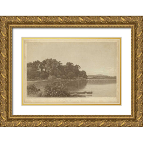 Mouth of the Moodna on the Hudson Gold Ornate Wood Framed Art Print with Double Matting by R. Hinshelwood