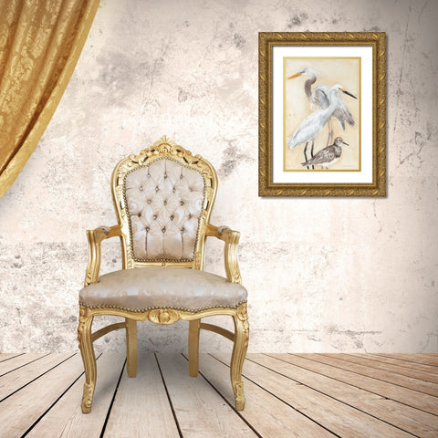 Watercolor Waterbirds II Gold Ornate Wood Framed Art Print with Double Matting by Meagher, Megan