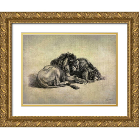 Big Cats IV Gold Ornate Wood Framed Art Print with Double Matting by Butler, John