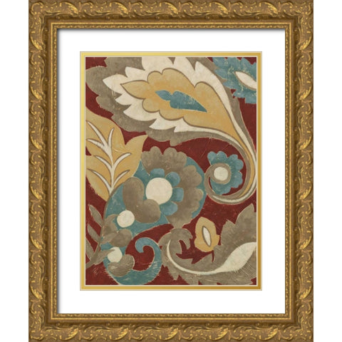 Provincial Paisley I Gold Ornate Wood Framed Art Print with Double Matting by Zarris, Chariklia