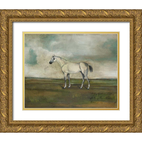 A Grey Hunter in a Landscape Gold Ornate Wood Framed Art Print with Double Matting by McCavitt, Naomi