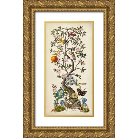 Chinoiserie Natura I Gold Ornate Wood Framed Art Print with Double Matting by McCavitt, Naomi