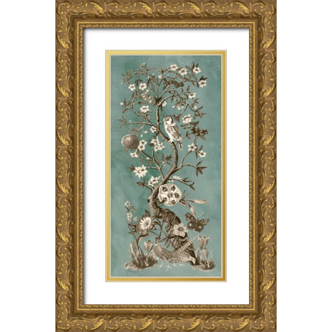 Chinoiserie Patina I Gold Ornate Wood Framed Art Print with Double Matting by McCavitt, Naomi