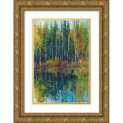 Pine Reflection I Gold Ornate Wood Framed Art Print with Double Matting by OToole, Tim