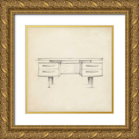 Mid Century Furniture Design VI Gold Ornate Wood Framed Art Print with Double Matting by Harper, Ethan