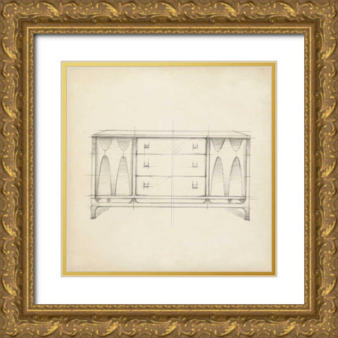 Mid Century Furniture Design VIII Gold Ornate Wood Framed Art Print with Double Matting by Harper, Ethan