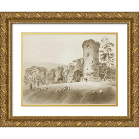 Bothwell Castle Gold Ornate Wood Framed Art Print with Double Matting by Harding, J.D.