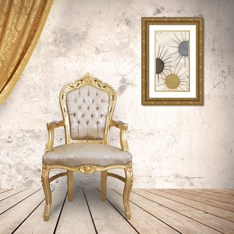 Starburst Triptych II Gold Ornate Wood Framed Art Print with Double Matting by Vess, June Erica