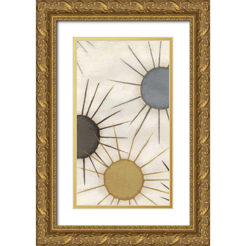 Starburst Triptych II Gold Ornate Wood Framed Art Print with Double Matting by Vess, June Erica