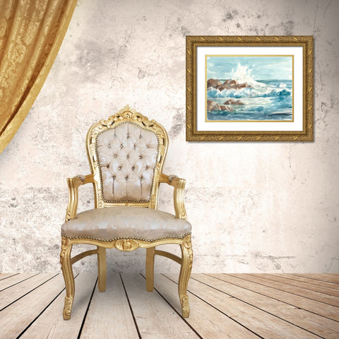 Coastal Watercolor I Gold Ornate Wood Framed Art Print with Double Matting by Harper, Ethan
