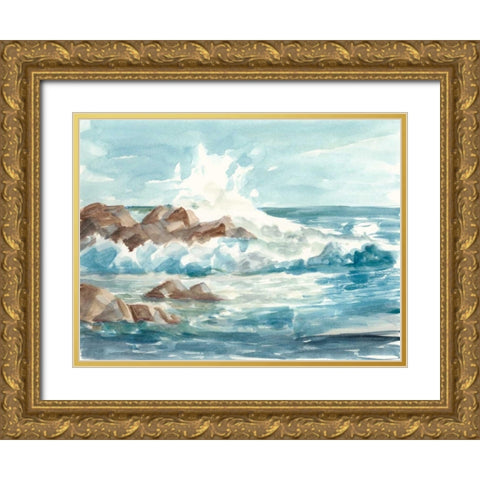 Coastal Watercolor I Gold Ornate Wood Framed Art Print with Double Matting by Harper, Ethan