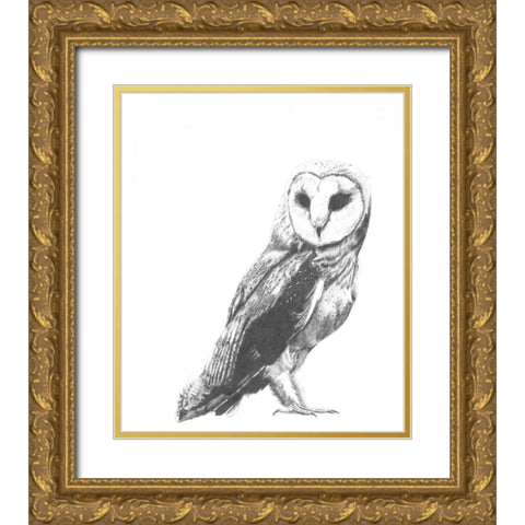 Wildlife Snapshot- Owl Gold Ornate Wood Framed Art Print with Double Matting by McCavitt, Naomi