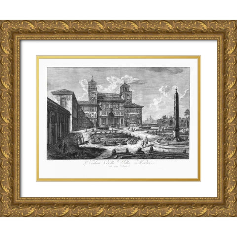 Veduta della Villa Medici Gold Ornate Wood Framed Art Print with Double Matting by Piranesi