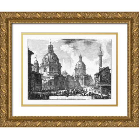 Veduta della du Chiese della Madonna Gold Ornate Wood Framed Art Print with Double Matting by Piranesi