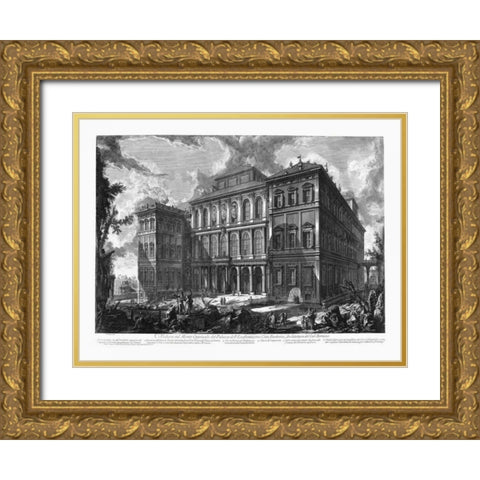 Veduta sul Monte Quirinale Gold Ornate Wood Framed Art Print with Double Matting by Piranesi