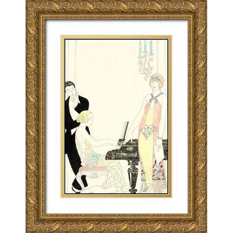 Arte Deco Fashion I Gold Ornate Wood Framed Art Print with Double Matting by Unknown