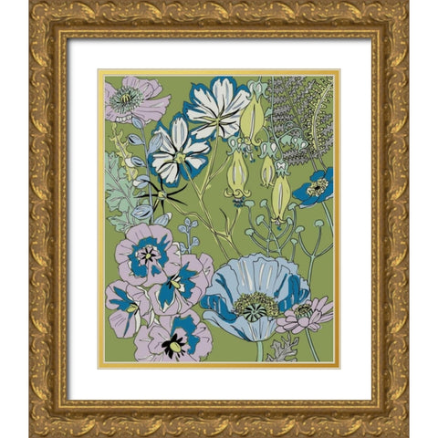 Graphic Garden I Gold Ornate Wood Framed Art Print with Double Matting by Zarris, Chariklia