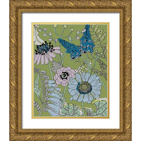 Graphic Garden II Gold Ornate Wood Framed Art Print with Double Matting by Zarris, Chariklia