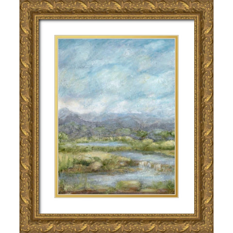 Green Pastures I Gold Ornate Wood Framed Art Print with Double Matting by Crawford, Beverly