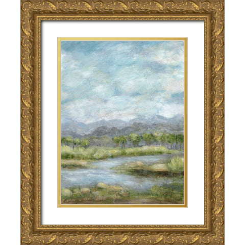 Green Pastures II Gold Ornate Wood Framed Art Print with Double Matting by Crawford, Beverly